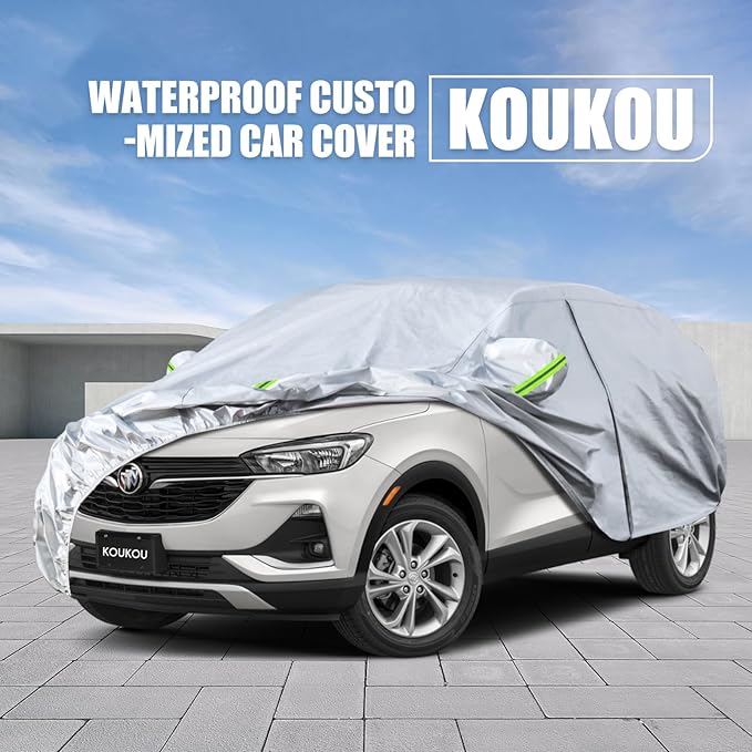 Koukou SUV Car Cover Custom Fit Buick Encore/Encore GX from 2012 to 2025, Waterproof Car Cover All Weather for Automobiles Outdoor Indoor with Zipper Door, Sun Rain Dust Snow Protection.