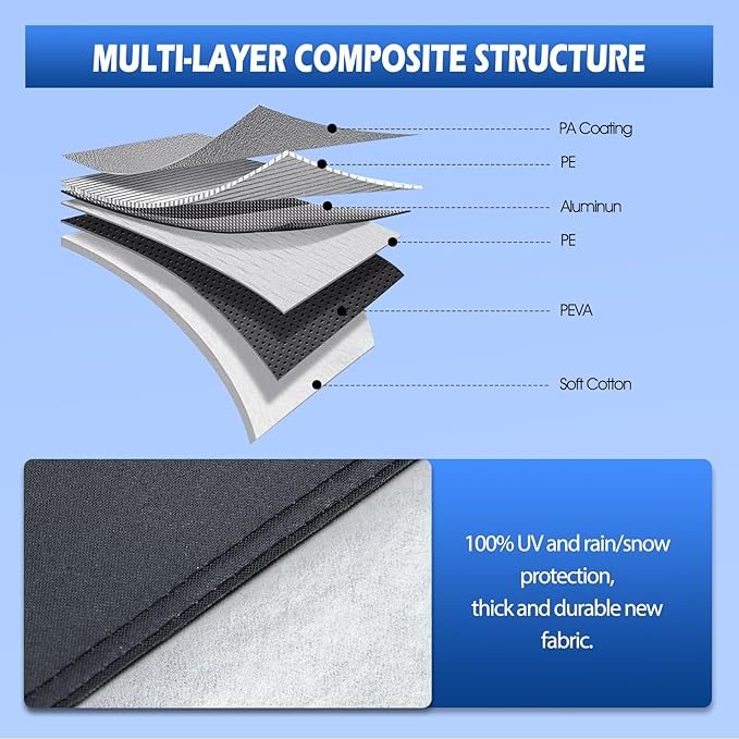 6 Layers Car Cover Waterproof All Weather for Automobiles, Size A4 Universal Fit for Dodge Charger, Lincoln Mkz, Lexus LS Rain Sun Protection with Door Zipper (199-208 inch)