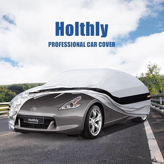 10 Layers Car Cover Custom Fit for Nissan 350Z 370Z Z (2002-2025), Waterproof All Weather for Automobiles, Outdoor Full Cover Sun Dust Rain Protection with Cotton. Silver