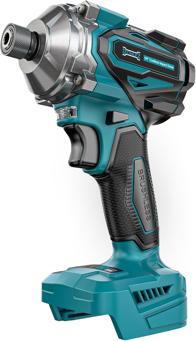 Cordless Impact Driver 1/4" Compatible with Makita 18V Battery (Bare Tool), 2800 In-lbs Brushless Impact Drill, 3900 RPM Compact Driver Tool for Home Projects, Auto-Stop & LED Light
