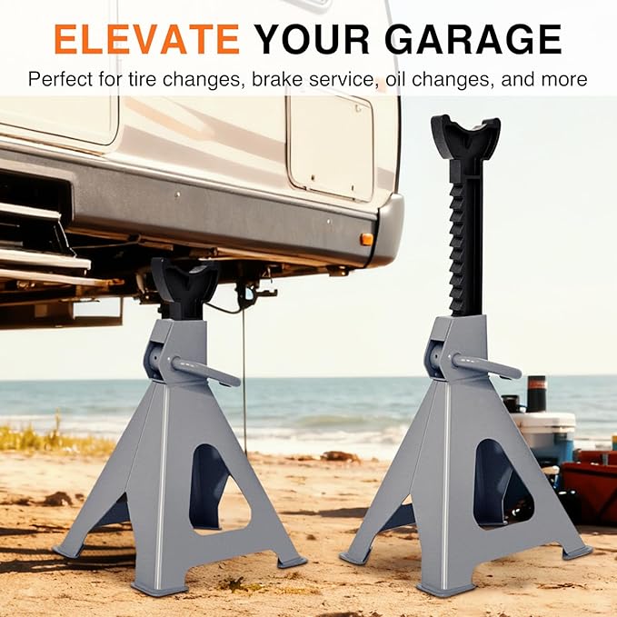 Nilight Jack Stands, 6 Ton (12,000 lbs) Capacity Heavy Duty Steel Car Lifting Stand, Adjustable Height 15.35" to 23.22", 1 Pair