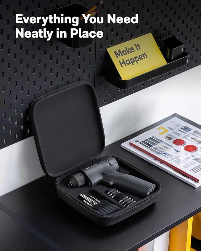 HOTO 16V Brushless Power Drill, 50 N·m High Torque with Smart Display, Auto Mode and LED Light, 10 Bits, 5 Drill Bits, 3/8” Keyless Chuck, Two Working Modes, Perfect for Home Repairs and Projects