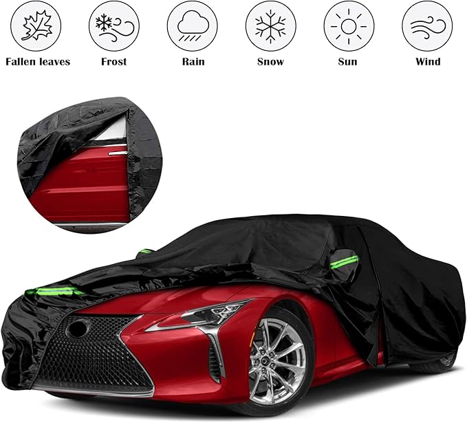 Waterproof Car Cover Replace for 2018-2025 Lexus LC 500 500h, 6 Layers All Weather Car Cover with Zipper Door & Windproof Bands for Snow Rain Dust Hail Protection