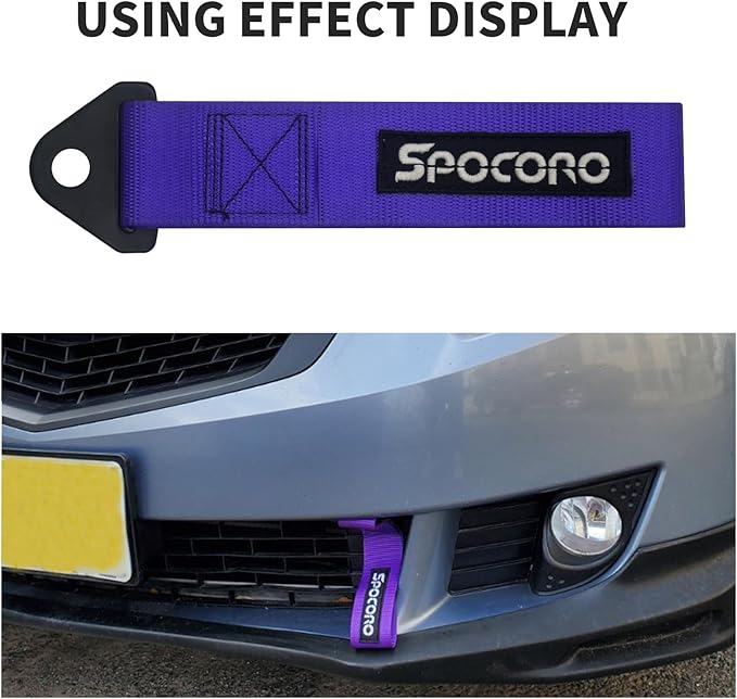 Heavy Duty Racing Tow Strap JDM – Nylon Tow Strap for Track, Off-Road, and Decoration (Purple)