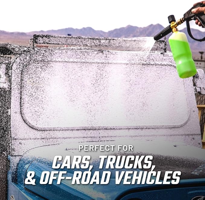 Slick Products Pressure Washer Foam Cannon – High Foaming Car Wash Soap Blaster with 1/4" Quick Connect | Thick Suds & Snow Foam Gun for Car, Truck, Motorcycle, ATV, UTV, Dirt Bike & More