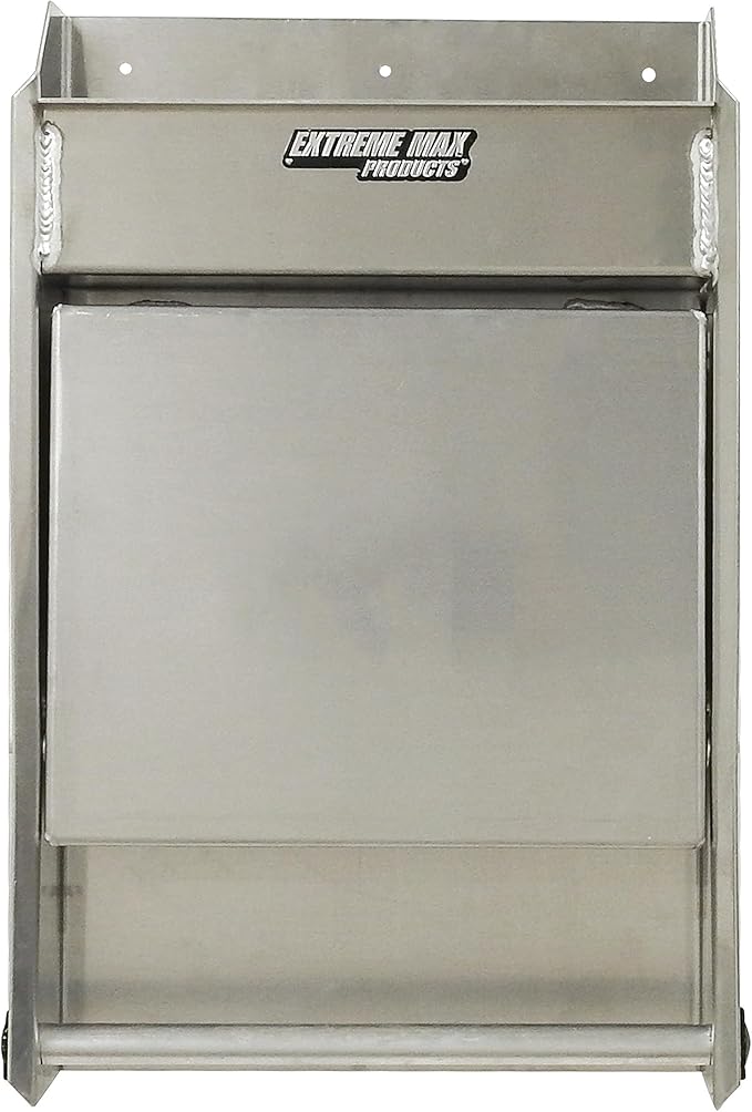 Extreme Max 5001.6053 Junior Aluminum Work Station Storage Cabinet Flip-Out Work Tray with Paper Towel Rack Organizer for Enclosed Race Trailer Shop Garage Storage,Silver