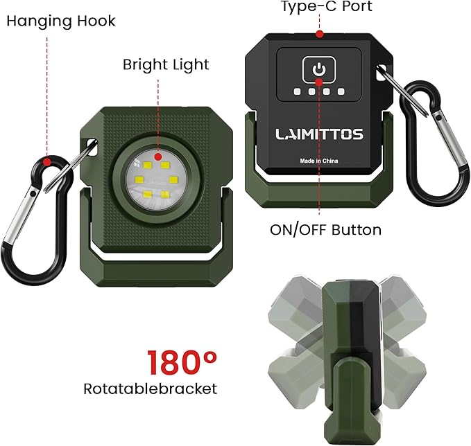 Mini Rechargeable LED Work Light, 550 Lumens Magnetic Flashlight Keychain Lights with Rotatable & Magnet Base Portable Mechanic Light for Car Repairing Outdoors Camping