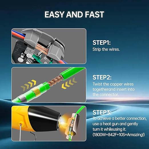 310PCS Solder Seal Wire Connectors Kit with Heat Air Gun, Heat Shrink Solder Butt Connectors Waterproof Electrical Terminals for Automotive Marine Boat RV Wiring Repair