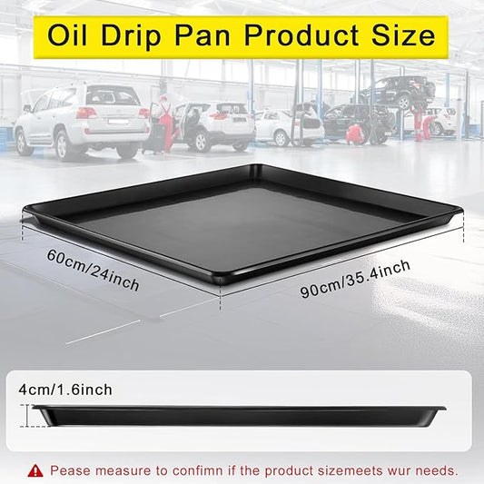 6 Pcs Extra Large Oil Drip Pan, 35.4×24×1.6Inches Oil Drain Pan for Under Car,Plastic Oil Drip Tray for Garage, Fridges, Washing Machines, Cat Litter Box,Keeps Floors Safe & Clean