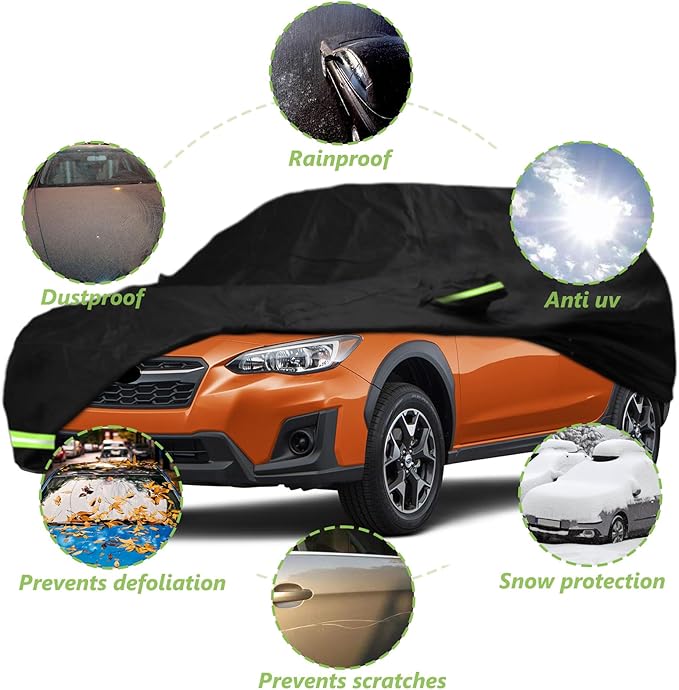 YIXIN Waterproof Car Cover for 2013-2026 Subaru Crosstrek/XV Car Cover Custom Fit 100% Waterproof Windproof Strap & Single Door Zipper Bands for Snow Rain Dust Hail Protection (Subaru Crosstrek)