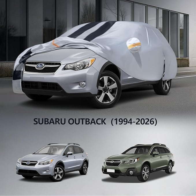 Multi-Layer Car Cover Custom Fit for Subaru Outback(1994-2026), 100% Waterproof All Weather for Automobiles, Gift with Towel, Heavy Duty Car Covers for Rain Sun UV Protection with Door Zipper