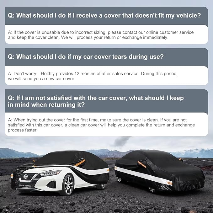 10 Layers Car Cover Custom Fit for Nissan Maxima (1988-2026), Waterproof All Weather for Automobiles, Outdoor Full Cover Sun Dust Rain Protection with Cotton. Black
