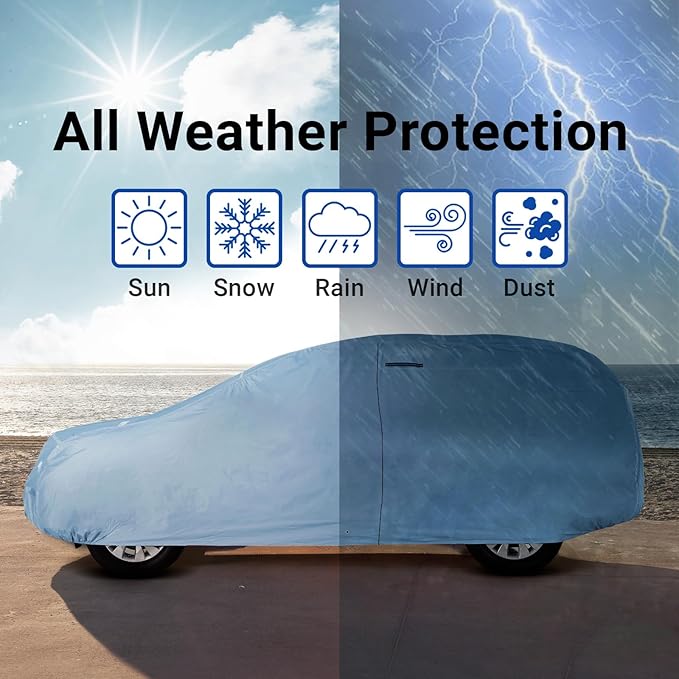 iCarCover 30-Layer Premium SUV Car Cover Waterproof All Weather | Rain Snow UV Sun Protection Full Car Covers | Venue, Kia Soul, XB, Defender 90, Tracker 4-Door, Samurai, Size S59 (See Size Chart)