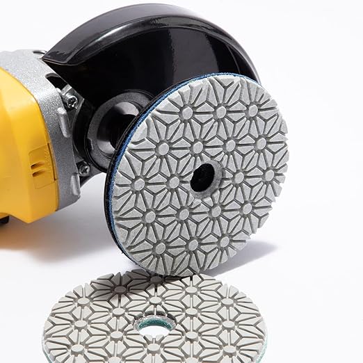 4" Diamond Polishing Pads 3 Step High Efficiency Abrasive Disc for Granite Marble Concrete Flexible Grinding Rubber Backing Pad Included