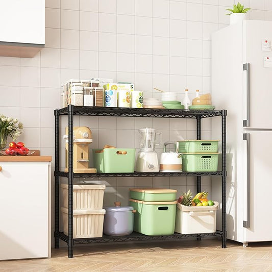 45" W x 20" D x 47" H Heavy Duty Wire Shelving Unit, 3-Tier Utility Storage Rack 1200 lbs Capacity, Adjustable Garage Shelves for Kitchen Garage Pantry, Easy Assembly