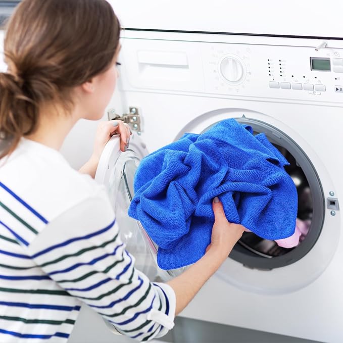 Tanlade Microfiber Cleaning Cloth Cleaning Rags Reasonable Kitchen Towels Microfiber Towels Cars Wash Dry Erase Cloth(12 x 12 Inch,Blue,10 Pcs)