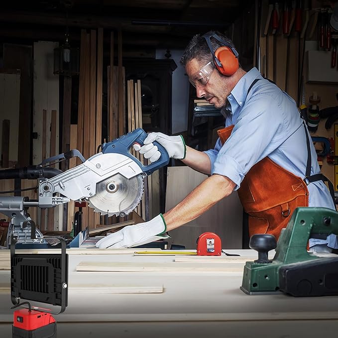 Cordless LED Work Light Compatible with Milwaukee 18V Battery, 100W 10000LM Flashlight, Flood Light Compatible with m18 Battery with USB & Type-C Charging and 140°Pivoting Head for Jobsite, Camping