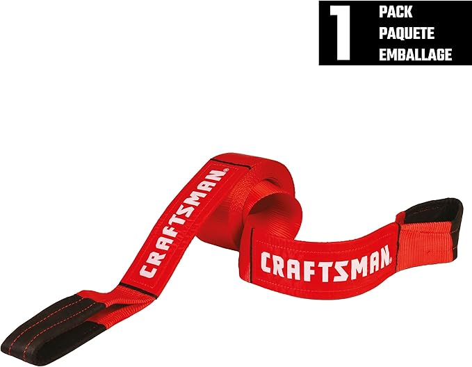 Craftsman CMXAZBS2003 Black/Red 4” x 30’ Heavy-Duty Recovery Tow Strap with Loop Ends - 6,666 lb Safe Wortking Load / 20,000 lb Break Strength