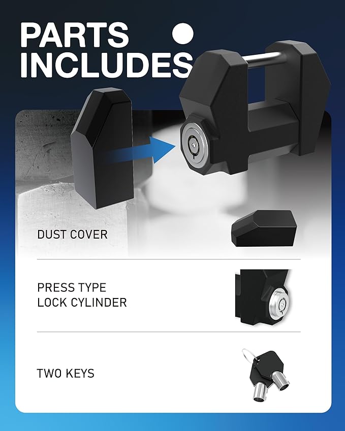 TOPICK Trailer Tongue Coupler Lock, Dia 1/4'', Extra Wide 1.2'' Span, High-Security Latch Lock for Wide Trailer Coupler, for RV, Boat, Truck, and Car Tow Hitch, Cyberpunk Futuristic Style