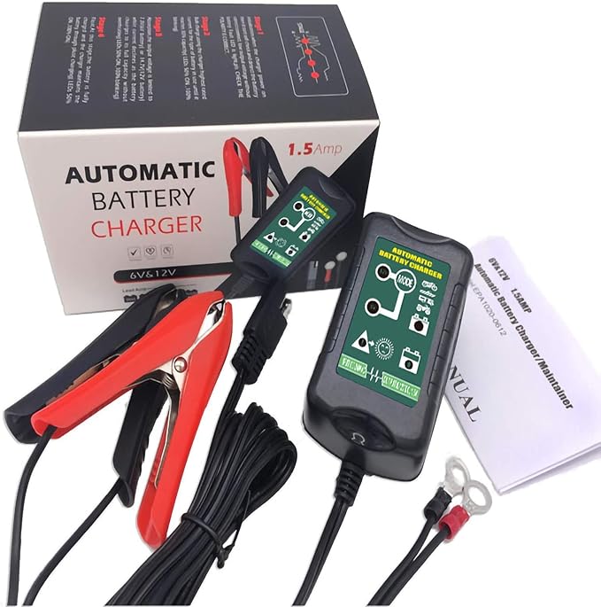 Vemote Trickle Battery Charger Maintainer, 12V / 6V Automatic Smart Battery Charger for Automotive Car Motorcycle Lawn Mower Marine Boat RV ATVs Sealed Lead Acid Battery