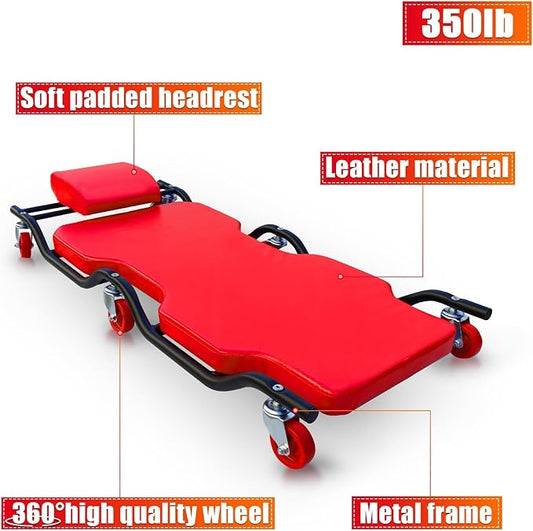 BESTOOL 44'' Heavy-Duty Creepers Automotive with 6 Sturdy Casters- Sturdy and dDurable, Metal Frame car Creeper