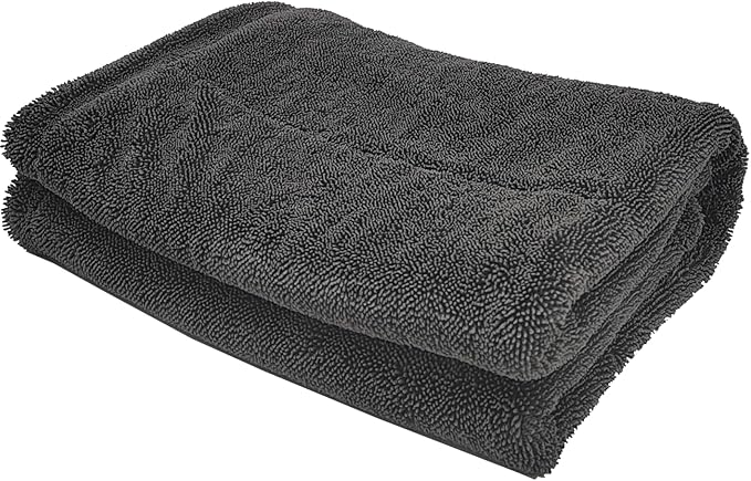 Extra Large 24x36 Car Drying Towels, 1300GSM Absorbent Microfiber, Double Twisted Velvet, Rinse-Free Streak-Free, One Pass Soft Efficient Drying, for Car Detailing, SUV Truck Exterior Care