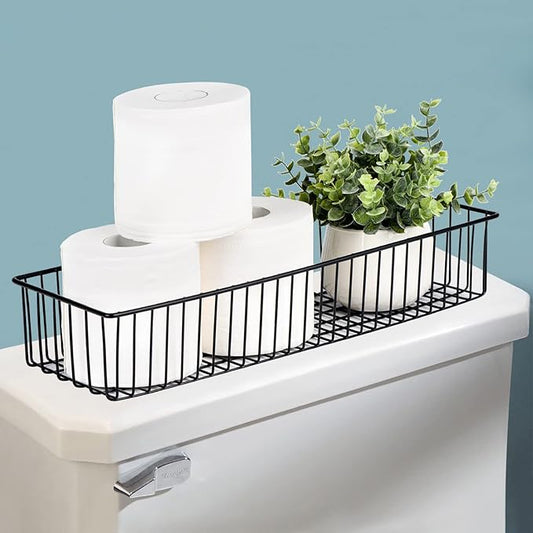 Wetheny Farmhouse Décor Metal Wire Organizer Storage Basket Bin(4 Pack)-Toilet Paper Storage-Organization and Storage for Bedroom, Bathroom, Kitchen Cabinets, Pantry, Laundry Room, Garage (Black)
