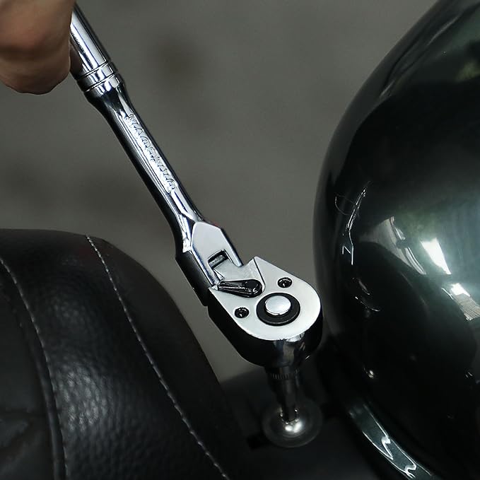1/2 Inch Drive Ratchet, Flex Head Ratchet 1/2 Ratchet Long Handle, 72 Tooth Quick Release Swivel Head Ratchet Cr-Mo Head Socket Wrench Flexible Ratchet Handle-24/610mm