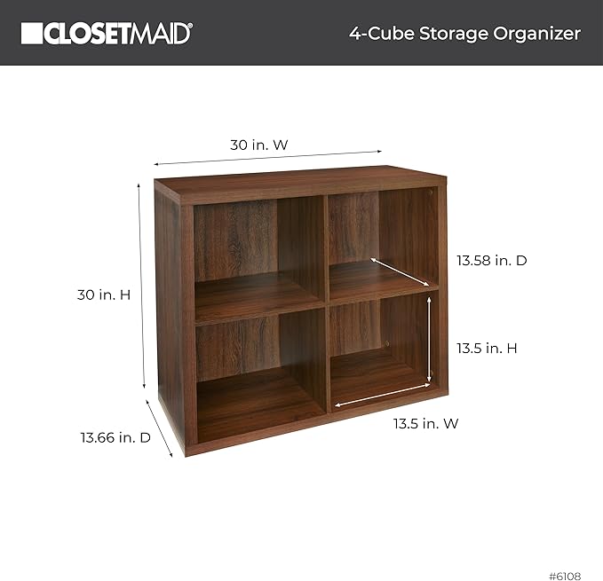 ClosetMaid 4-Cube Decorative Storage Cube Storage Organizer, Dark Chestnut