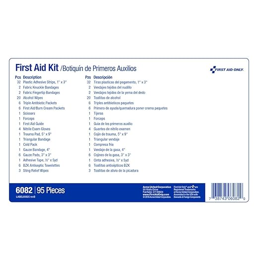 First Aid Only 6082 25-Person Emergency First Aid Kit for Office, Home, and Construction, 95 Pieces White