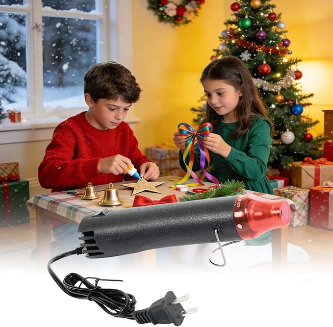 Heat Gun for Crafting, 110V 300W Handed Hot Air Gun, 3.28FT Ultra-Long Cable Portable Heat Gun with Stand and Power Cord for Shrinking Wrapping PVC, DIY Embossing and Drying Paint (Black)