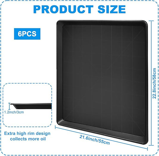 6 Pack Large Auto Oil Drain Pan - 22' Plastic Oil Catch Pan for Cars & Machinery
