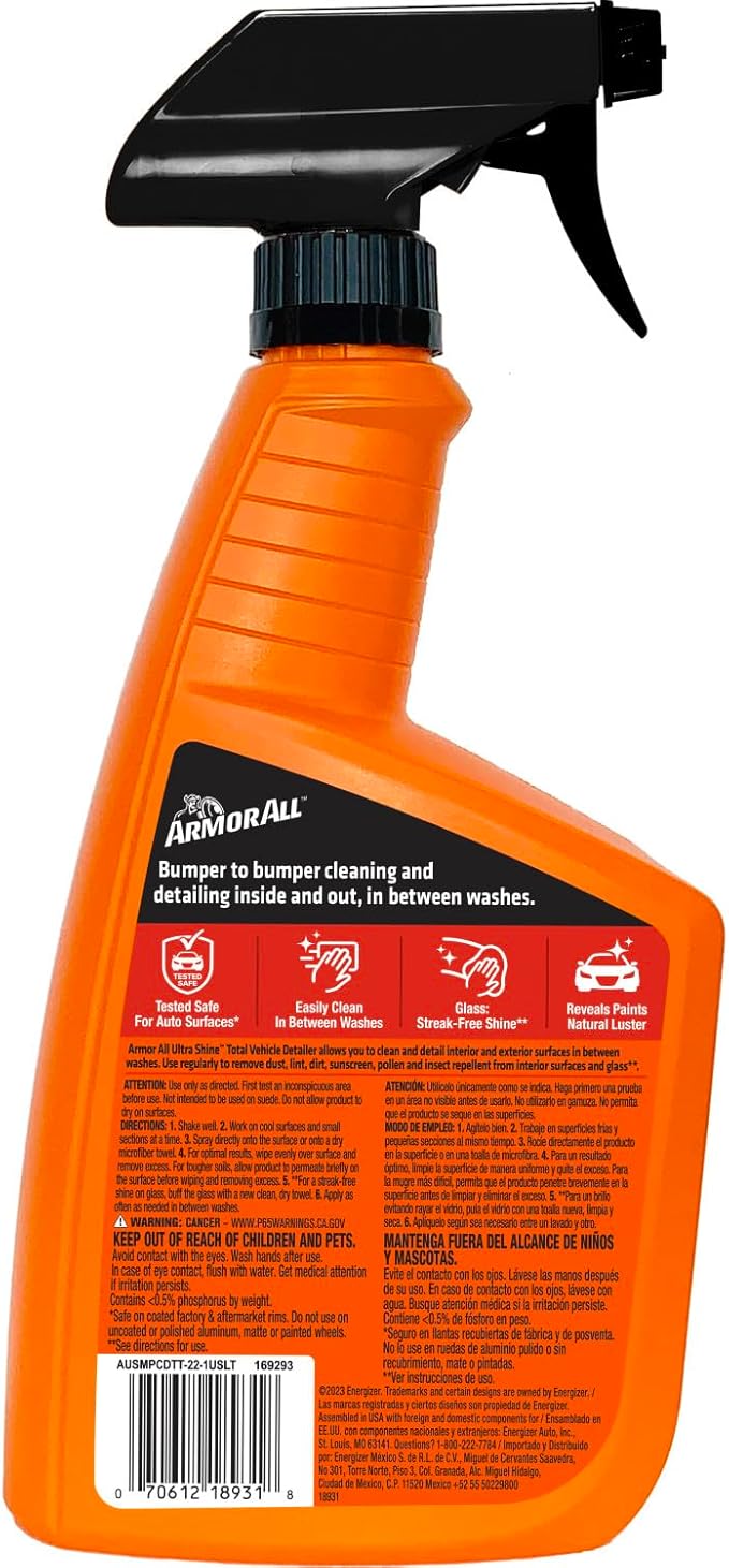Armor All Ultra Shine Total Vehicle Detailer by Armor All, Car Detailer Spray for Interior and Exterior Use, 22 Fl Oz
