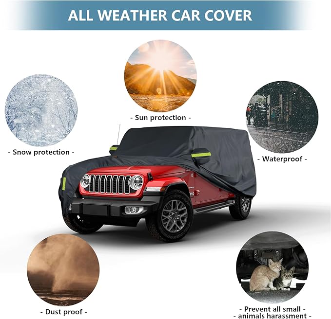 Car Cover Compatible with for Ford Mustang/Shelby 1965-2025, Waterproof All Weather for Automobiles, Outdoor Full Cover Rain Sun UV Protection, Black