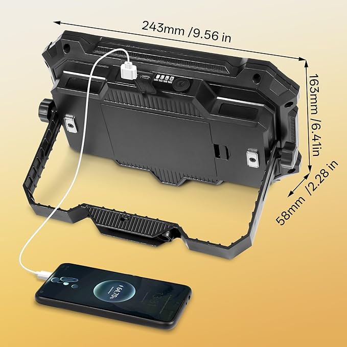 LED Work Light Rechargeable Outdoor, 13000mAh Work Flood Lights 10000LM with 4 Light Modes for Camp Essentials, IP65 Waterproof LED Lantern for Emergency, Power Outages, Car Repair, Tent