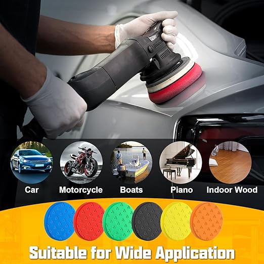 6 Pcs Buffing Polishing Pads, 5.5 Inch Buffing Pads for 5 Inch 125mm Backing Plate Compound Buffing Sponge Pads Cutting Polishing Pad Kit for Car Buffer Polisher Compounding, Polishing & Waxing
