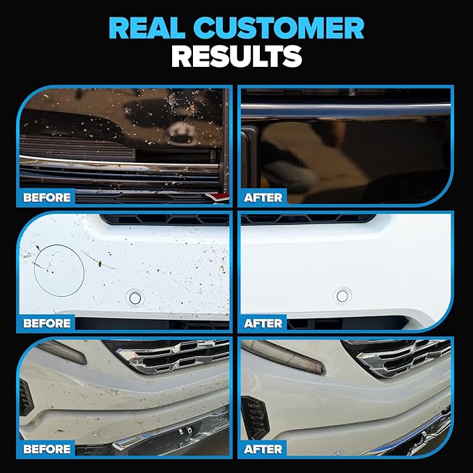 Carfidant Bug Remover for Cars Exterior - Car Bug Cleaner Spray with Ceramic Coating - Removes Bug Splatter & Bird Poop - Safe on Paint, Glass, Plastic, Metal - Windshield Pre Wash - 18 fl oz + Sponge