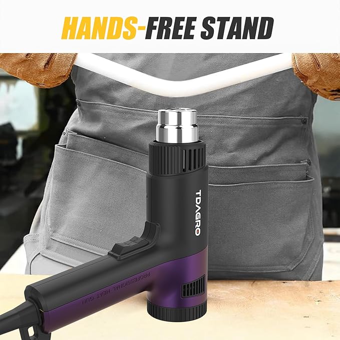 Heat Gun 1800W - Fast-Heat Hot Air Tool with Adjustable Temperature 122℉-1202℉(50℃-650℃),Two fan speeds Overload Protection 4 Nozzles for Shrink Tubing,vinyl wrap,crafting,Resin DIY.