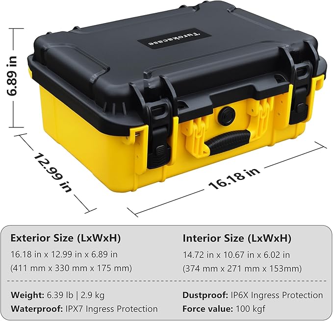 Case for Dewalt Battery β Waterproof Extra Large Hard Storage Box with 8 Adjustable One-Piece Molded Dividers, Heavy Duty Protective Organizer for Dewalt Battery and Charger