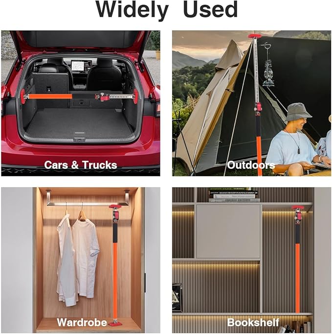 Adjustable Support Pole, Quick Telescopic Support Rod, Third Hand Tool Supports up to 154 lbs Construction Tools for Ceiling, Cabinet Jacks, Cargo Bars Drywalls (2Pack 35~63INCH)