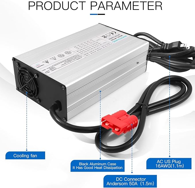 YEWY 29.2V 25A Charger 24V 25A LiFePO4 Battery Charger 90V -130V for 8S 24V 70AH 100AH 120AH 200AH LiFePO4 LFP Battery Pack Charger (29.2V25A Anderson 50A)