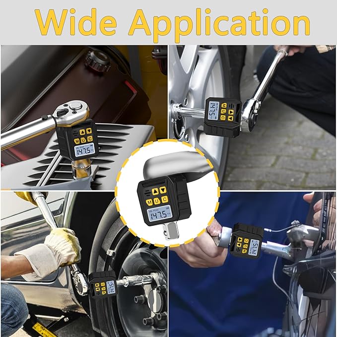 1/2” Drive Digital Torque Adapter, 7.38-147.5 Ft-lb/10-200 Nm Digital Torque Wrench Converter with 3/8" and 1/4" Adapters for Bicycle Motorcycle Car Repair