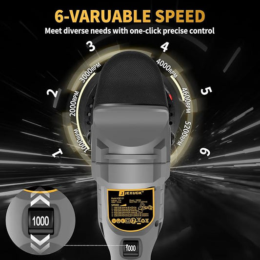 JEXUGK 5" Cordless Car Buffer Polisher, 21V Professional Brushless Polisher w/ 2 x 4.0Ah Battery, Orbital Pulidora De Autos Inalambrica w/ 6 Speed, Car Buffer Waxer Kit for Sanding, Scratch Removing