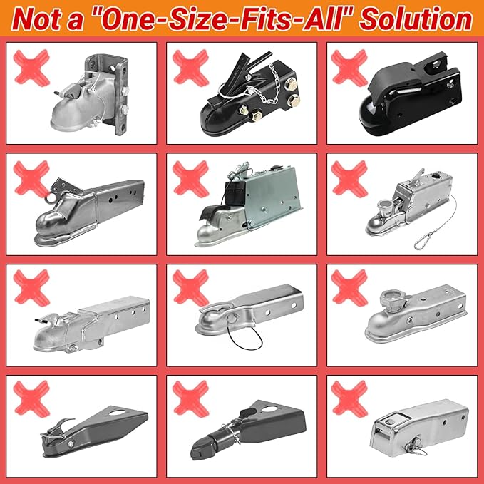 Trailer Lock Fits 2-5/16" Couplers, Heavy Duty Trailer Tongue Lock, Anti-Theft, Anti-Smashing, Secures Safety Chains, Steel Tow Hitch Lock with Handle for RV, Cargo, Camper, Dump Trailer