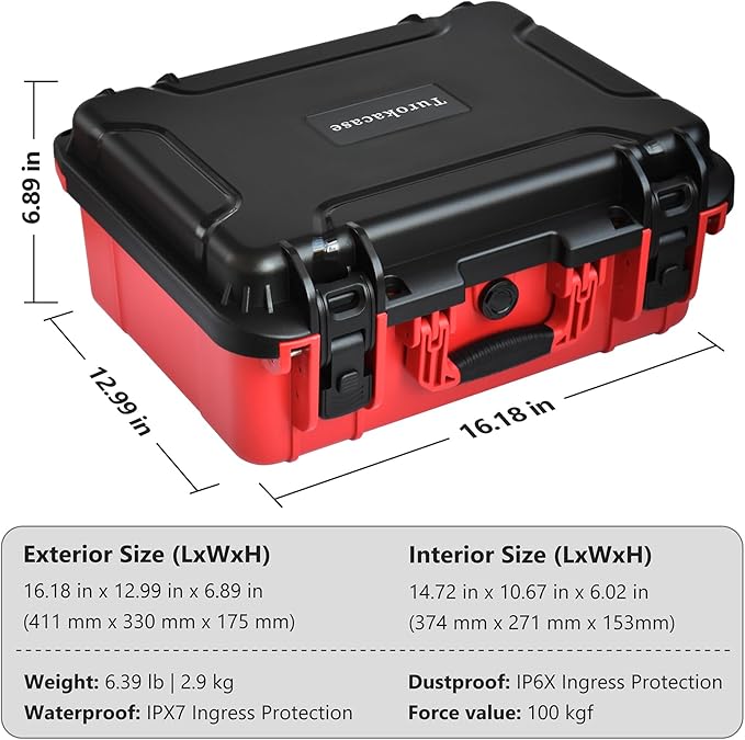 Case for Milwaukee Battery β Waterproof Extra Large Hard Storage Box with 8 Adjustable One-Piece Molded Dividers, Heavy Duty Protective Organizer for Milwaukee Battery & Charger