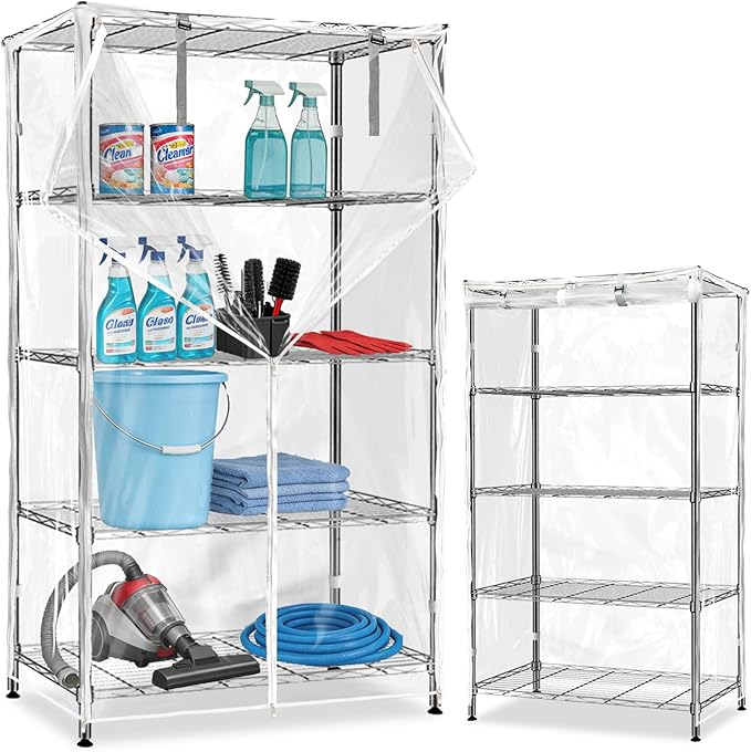 Wire Shelf Cover,600D Heavy Duty 100% Waterproof Shelf Covers for Wire Shelving,Outdoor Storage Shelves Cover for Metal Rack,36 W x 18" D x 72" H,Clear
