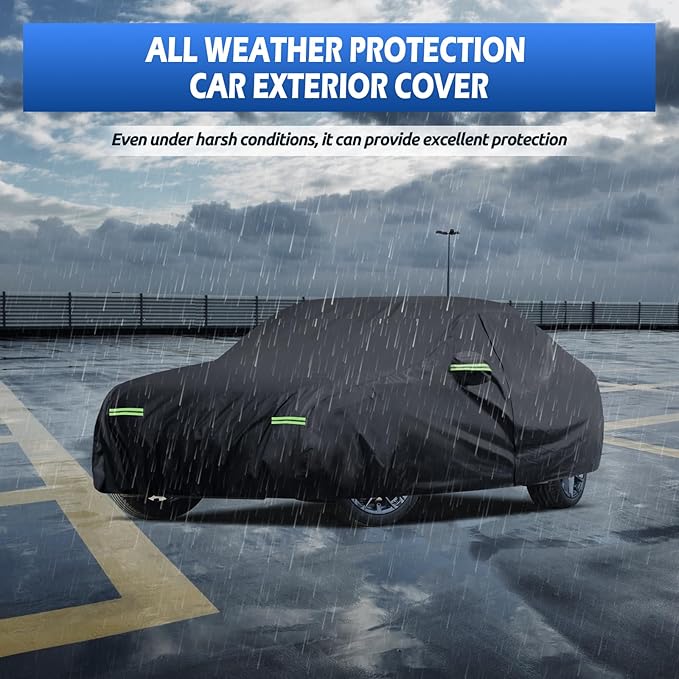 Migaven Car Cover Custom Fit for Toyota Corolla 2000-2025, Honda Civic 1991-2025, Waterproof Full Exterior Cover Rain Sun Protection with Door Zipper