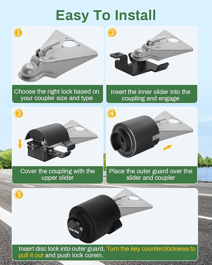 Upgraded Trailer Lock Fits 2 5/16 Inch Couplers, Heavy Duty Trailer Hitch Locks, Upgraded Anti-Theft Structure Coupler Lock, Security Trailer Locks Ball Hitch for RV, Boat, Truck, Trailer