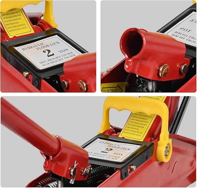 A A IN AA095 2 Ton Hydraulic Floor Jack,Low Profile Hydraulic Trolley Service/Floor Jack,Lifting Range 5.7"-13", Red