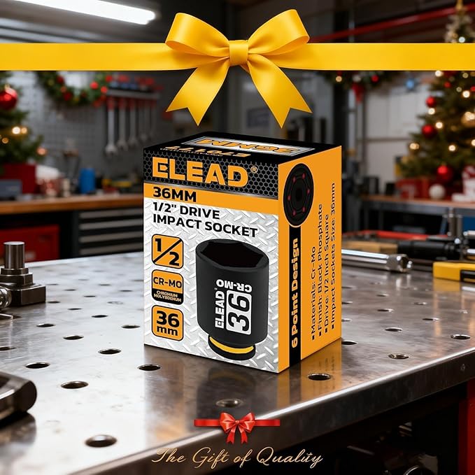ELEAD 36mm Socket 1/2" Drive Deep Impact Socket, Metric 6 Point 1/2-inch Drive Impact Axle Nut Sockets, CR-MO Nut Socket Set, Oil Filter Sockets, Tools for Easy Removal of Axle Shaft Nuts